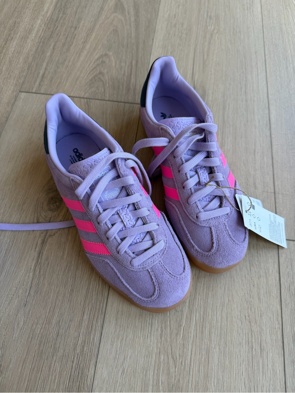adidas Gazelle Lavender Suede Sneakers with Pink Stripes - Picture 8 of 11